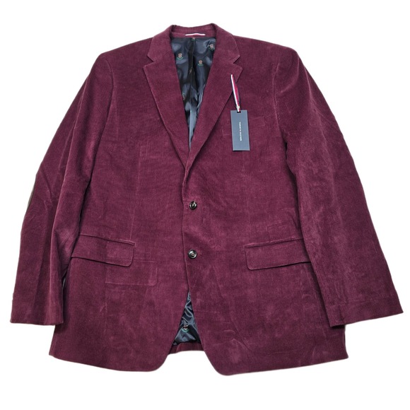 Tommy Hilfiger Corduroy Sport Coat Mens 46L 46 Burgundy‎ Red Conrad $295 - Picture 1 of 13